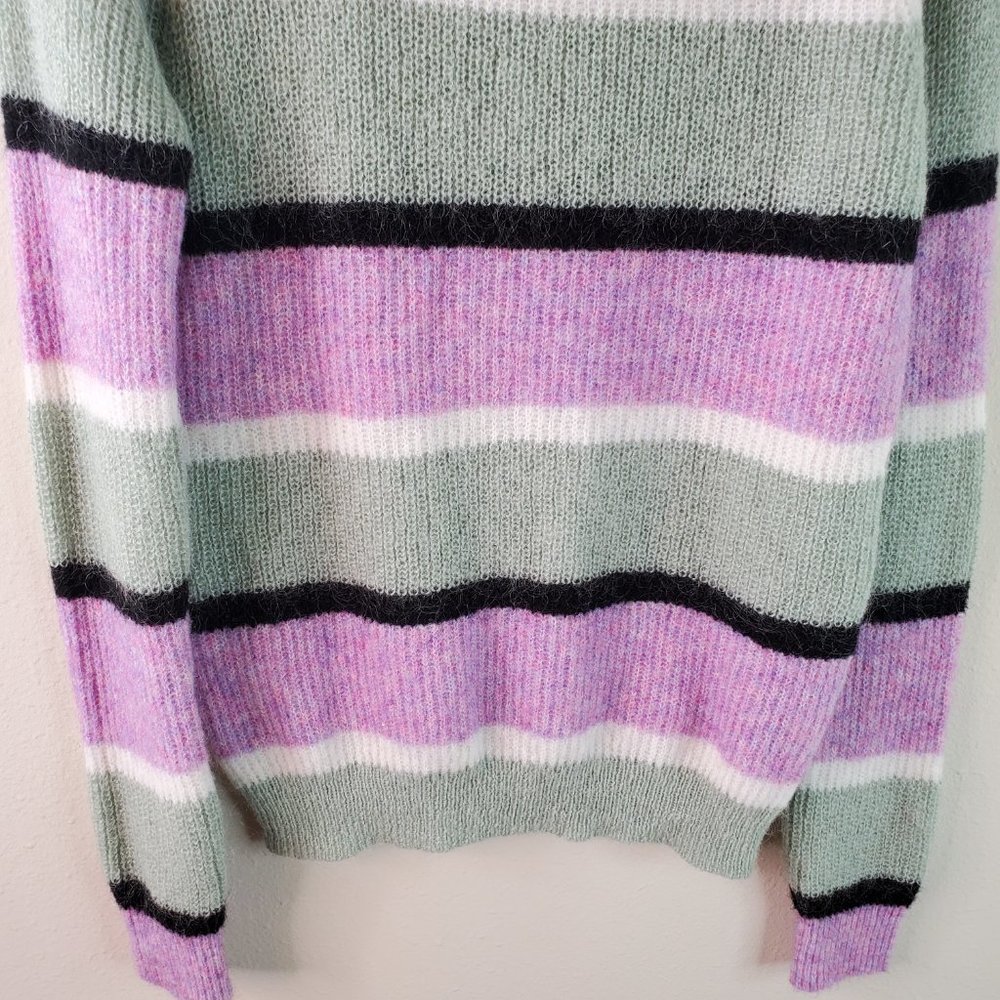 Veda X UO Urban Outfitters Anthro Womens Purple Sage Stripe Mockneck Sweater - Picture 5 of 14